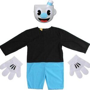 CupHead MugMan Costume Dress Up Cosplay Kids Size 10/12 Excellent Condition!